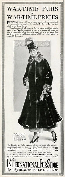 Advert for International Fur Store 1915