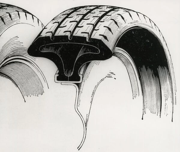 Cross section diagram of Pirelli DIP car tyre