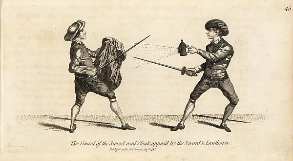 Gentlemen fencers in the guard of the sword