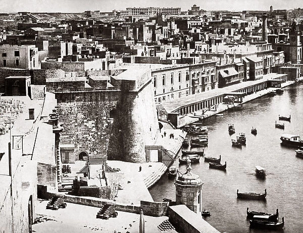 Grand Harbour, Valletta, Malta, circa 1880s. Date: circa 1880s