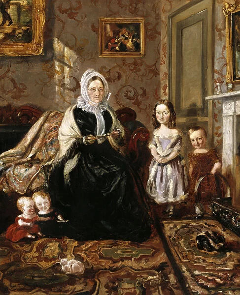 Group portrait of Henry Clarks mother-in-law, Mrs Davies, a