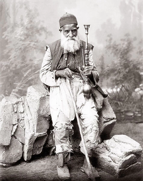Holy Land Lebanon - peasant with hookah pipe
