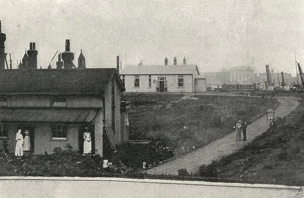Hospital shelters at South Wharf, Rotherhithe, London