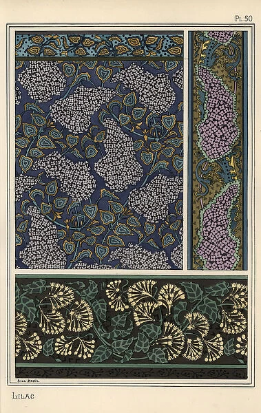 Lilac in art nouveau patterns