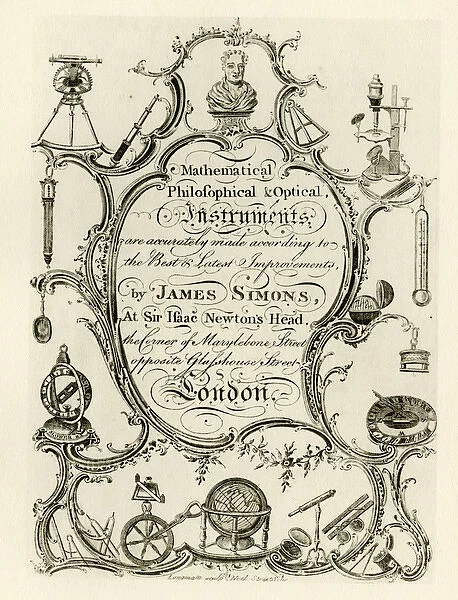 London Trade Card - James Simons, Scientiific Instruments