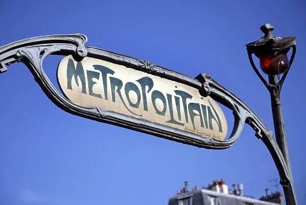 Metropolitain Metro sign in Paris, France