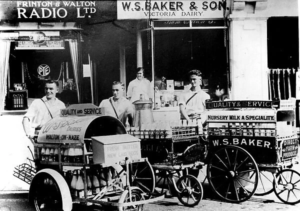 Milk delivery men and carts, Walton-on-the-Naze, Essex