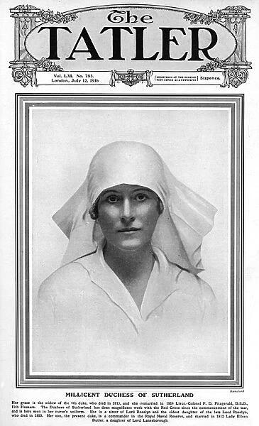 Millicent, Duchess of Sutherland as a nurse, Tatler cover, W