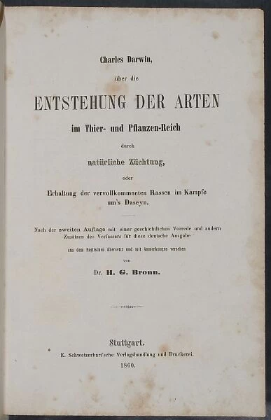 The Origin of Species title page - German edition