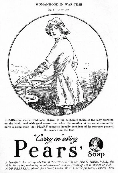 Pears Soap advertisement, land girl, 1918