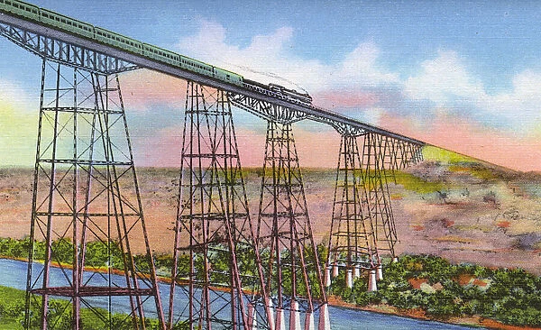 Postcard booklet, Pecos River High Bridge, Texas, USA