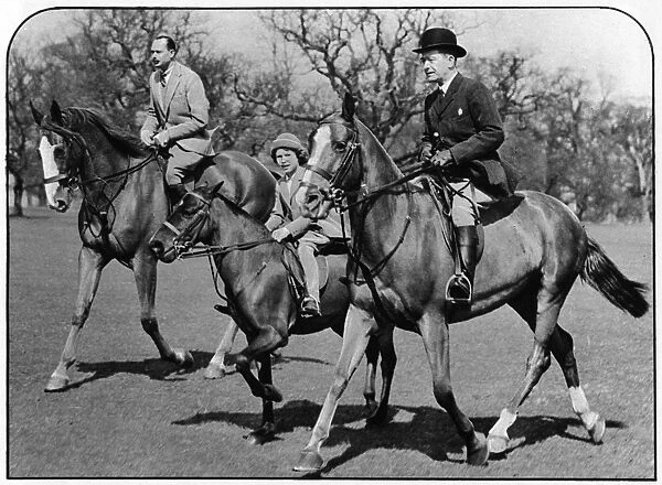 Princess Elizabeth riding with Duke of Gloucester & Mr Owen