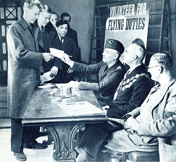RAF volunteers signing on to be pilots, WW2