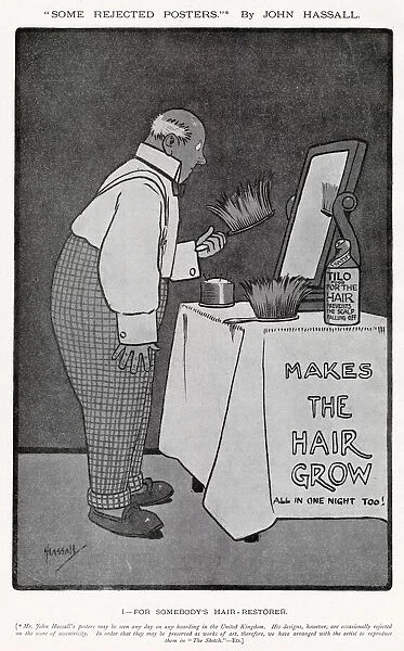 Some Rejected Posters by John Hassall - Makes the Hair Grow