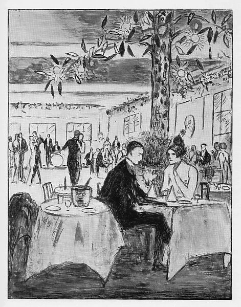 Sketch of the interior of Uncles Club, 1926