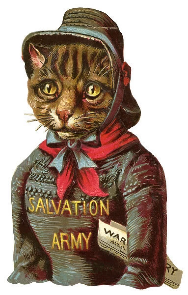 Victorian scrap - Salvation Army tabby cat