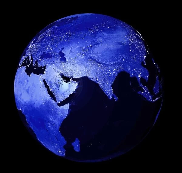 Eurasia and Africa at night