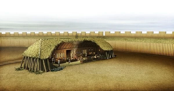 Viking house in ring fortress, artwork