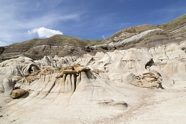 The hoodoos, rock formations formed by the erosion of Bentonite in the Badlands close