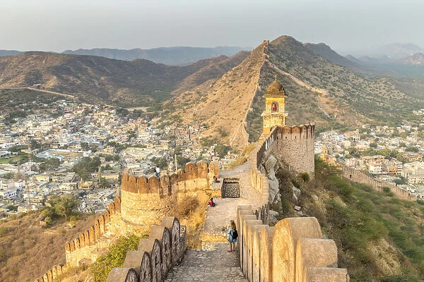 India, Rajasthan, Jaipur, Amber, Amber Fort and Wall Fortifications