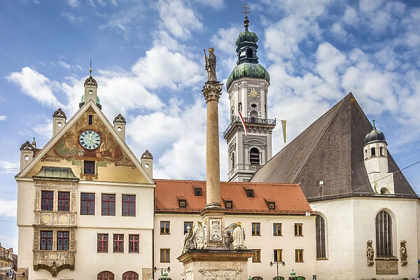 Market square of Freising, Upper Bavaria, Bavaria, Germany