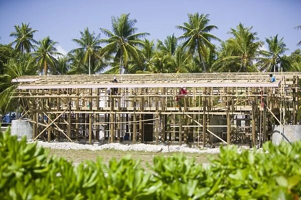 Constructing a new training block for the Merchant navy school on Funafuti atol Tuvalu