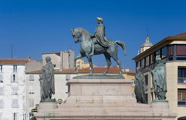 France, Corsica. Statue of Napoleon at Place De Gaulle (De Gaulle Square). Ajaccio