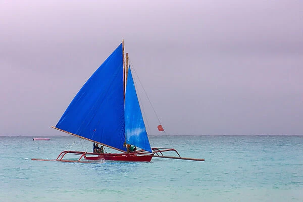 Sail boat in the ocean, Boracay Island, Aklan Province, Philippines