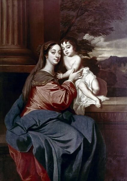 BARBARA PALMER (1640-1709). Duchess of Cleveland, with her son, Charles Fitzroy as the Madonna