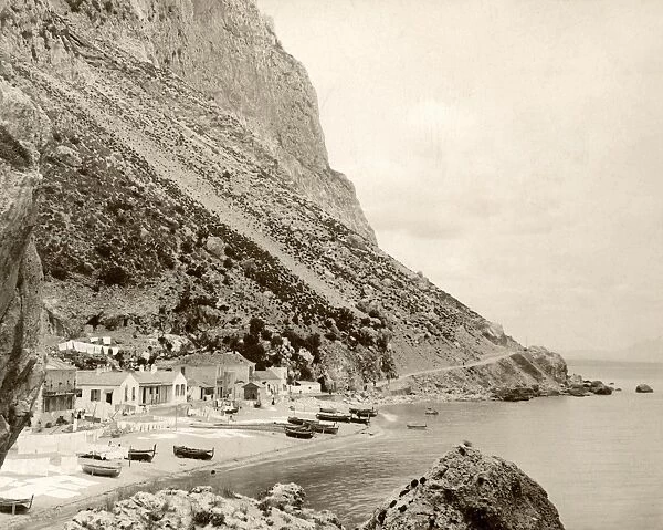 GIBRALTAR: CATALAN BAY. View of the beach at Catalan Bay, Gibraltar, late 19th century