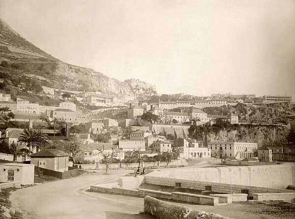 GIBRALTAR: ROSIA BAY. View of Rosia Bay, Gibraltar, late 19th century, with casemates