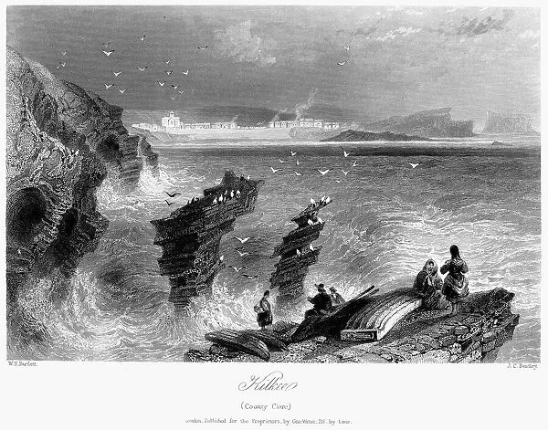 IRELAND: KILKEE, c1840. View of the Atlantic coast of Ireland at Kilkee, County Clare. Steel engraving, English, c1840, after William Henry Bartlett