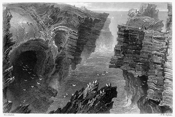 IRELAND: KILKEE, c1840. View of Puffin Hole near Kilkee, County Clare, Ireland. Steel engraving, English, c1840, after William Henry Bartlett