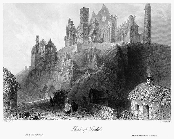 IRELAND: ROCK OF CASHEL. View of the Rock of Cashel, County Tipperary, Ireland. Steel engraving, English, c1840, after William Henry Bartlett