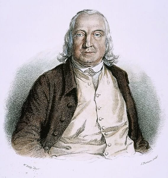 JEREMY BENTHAM (1748-1832). English jurist and philosopher: stipple engraving, English, 1823