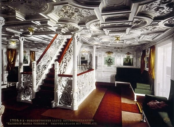 KAISERIN MARIA THERESIA. A staircase onboard German ocean liner Kaiserin Maria Theresia