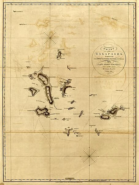 MAP: GALAPAGOS, 1798. A survey map of the Galapagos Islands. Map by James Colnett, 1798