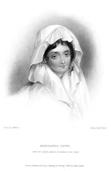 MARGARITA COGNI. Mistress of Lord Byron. Steel engraving, 1832, after a portrait of c1818
