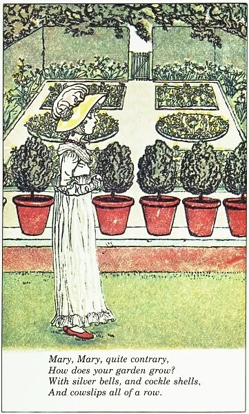 Mary, Mary, quite contrary. Drawing by Kate Greenaway, 1881, for an edition of Mother Goose