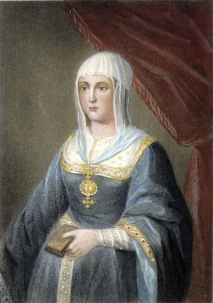 QUEEN ISABELLA I of Castile and Aragon (1451-1504): steel engraving, English, 1838