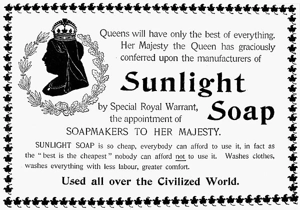 SUNLIGHT SOAP AD, 1896. English newspaper advertisement, 1896