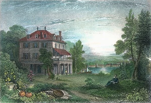 VILLA DIODATI near Geneva, Switzerland, residence of Lord Byron and the Shelley entourage in 1816: steel engraving, 1833