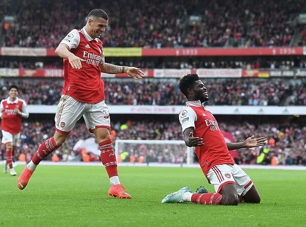 Partey and Xhaka's Jubilant Moment: Arsenal's Four-Goal Lead Against Nottingham Forest (2022-23)