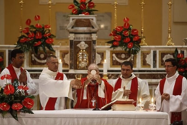 Bishop celebrating mass in Chiesa Nativita della Beata Vergine Maria