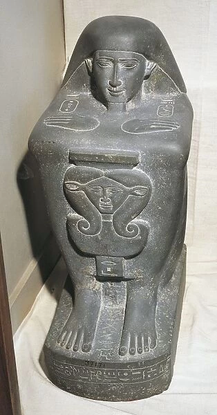 Cube shaped statue depicting Hathor, from Karnak