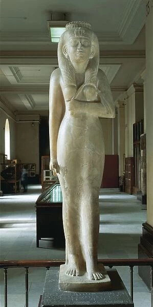 Egypt, Cairo, Egyptian Museum, Alabaster statue of Amenirdis with basalt base, from Karnak
