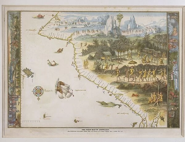 First map of Australia from the Atlas by Nicolas Vallards, 1547