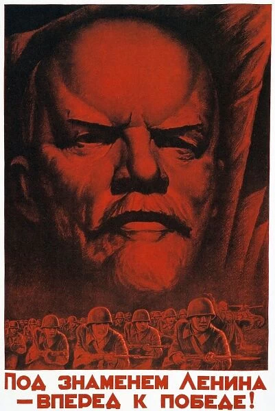 Under the Flag of Lenin, March to Victory, 1941. Soviet propaganda poster by A