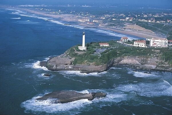 France, Aquitaine, Aerial view of lighthouse in Biarritz