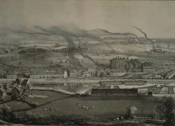 France, Montceau-les-mines, View of Montceau-les-mines, Mining city with coal seams, 1857